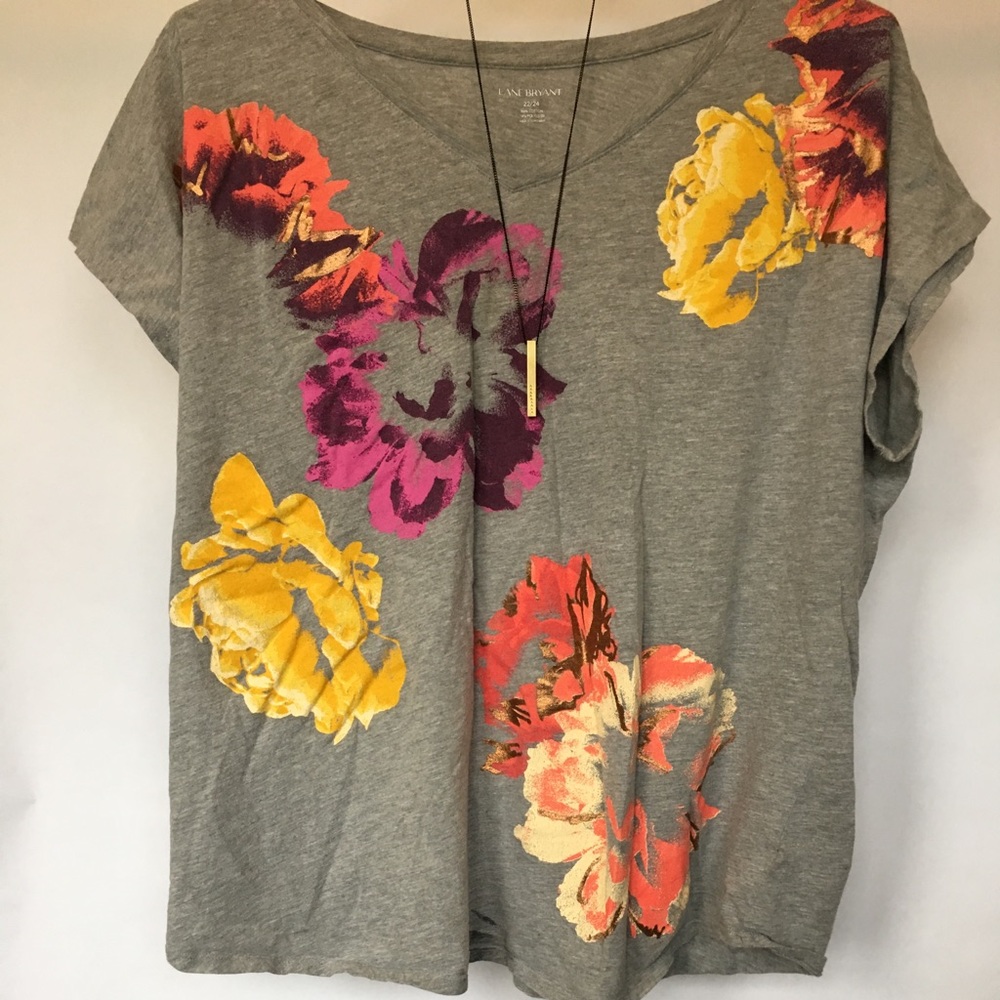 Lane Bryant Painted Floral Tee